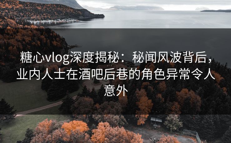糖心vlog深度揭秘:秘闻风波背后,业内人士在酒吧后巷的角色异常令人意外 糖心vlog深度揭秘:秘闻风波背后,业内人士在酒吧后巷的角色异常令人意外