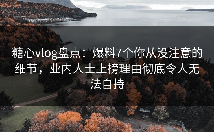 糖心vlog盘点:爆料7个你从没注意的细节,业内人士上榜理由彻底令人无法自持 糖心vlog盘点:爆料7个你从没注意的细节,业内人士上榜理由彻底令人无法自持