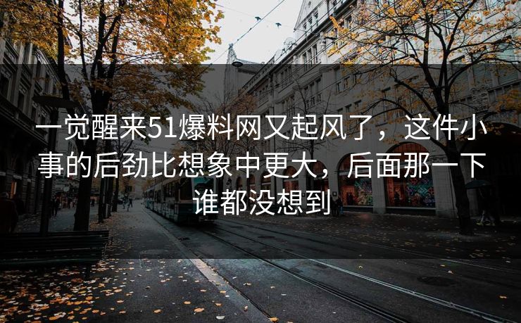 一觉醒来51爆料网又起风了，这件小事的后劲比想象中更大，后面那一下谁都没想到